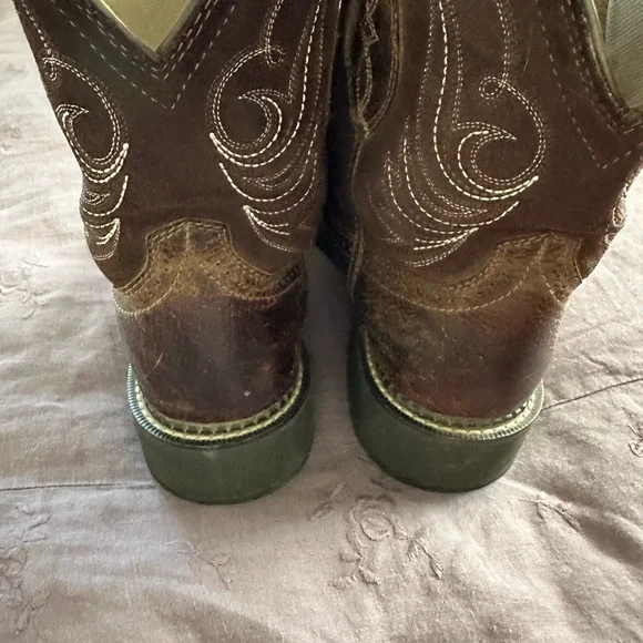Ariat Fatbaby Brown Leather Cowboy Boots - Picture 3 of 6